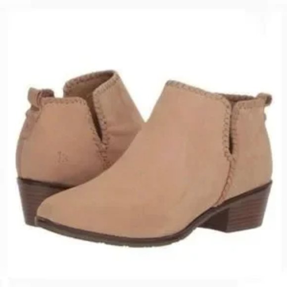 Jack Rogers Suede Ankle Boots Tan Oak Waterproof Layla Booties size 8.5 NEW - Picture 1 of 12